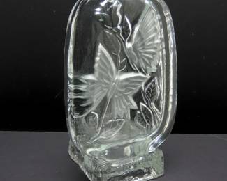 Vintage 2 Piece LE Smith Crystal Tea Light Holder with Butterflies