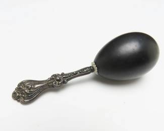 Antique Sock Darning Egg with Sterling Silver Handle