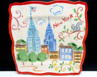 Hand Painted Port Townsend Earthenware City Scenes New York Platter