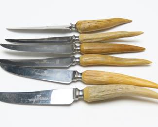 Lot of 6 Henry Rogers & Sons Stag Handle Knives - Made in Sheffield England