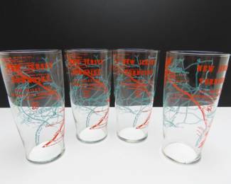 Lot of 4 Vintage New Jersey Turnpike Tall Glasses