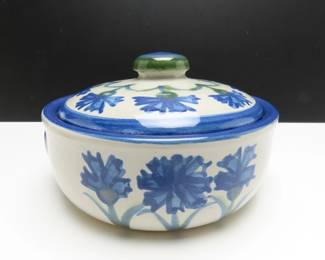 Louisville Stoneware "Bachelor Button" Covered Dish - See Description