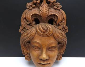 Beautiful Hand Carved Balinese Figural Wall Mask