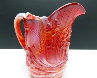 Vintage Imperial Ruby Slag Glass Windmill Pattern Pitcher (1960's)