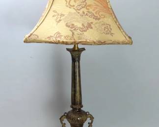 Beautiful 32" Metal Renaissance Revival Style Candelabra Lamp with Shade & Butterfly Finial
