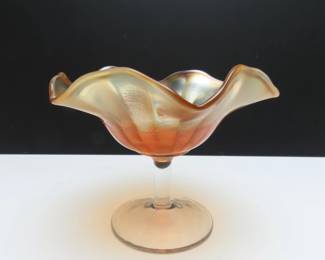 Fenton Art Glass Marigold Iridescent Pedestal Compote / Candy Dish