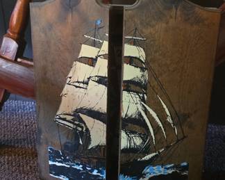 Vintage Smyth & Townley Clipper Ship Dartboard Cabinet