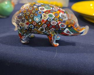 Murano Millefiori Glass Pig Figurine
