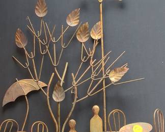 Mid-Century Modern Brutalist Cafe Scene Wall Sculpture