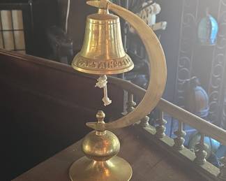 Vintage Brass Captain's Bell on Stand
