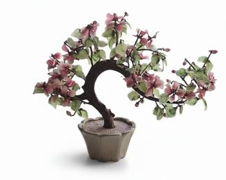 Chinese Hardstone Bonsai Tree and Figurine Collection