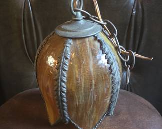 Vintage Tulip-Form Slag Glass Pendant Lamp
