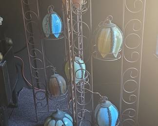 Vintage Multi-Light Art Glass Pendant Floor Lamp