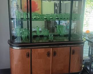 Singer "Kyoto" Asian style curved glass lighted display/china cabinet