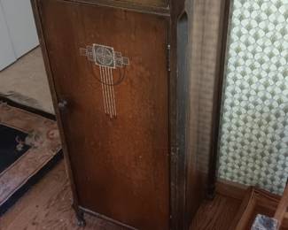 nice music cabinet with art nouveau/art deco design on door