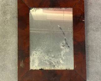 Lot #37 Antique American Empire Flame Mahogany Veneer Wall Mirror Original Glass Foxed Silvering c1830s
