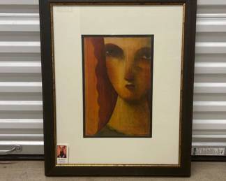 Lot #2 John Whipple Signed Original Female Portrait Painting on Wood Panel Framed