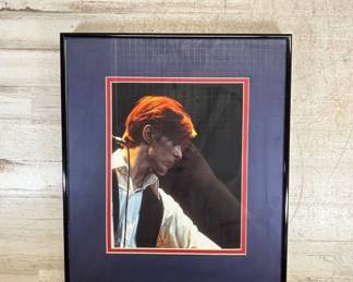 Lot #48 Vintage Framed Color Concert Photo Print, Red-Haired Vocalist at Microphone, Double Matted, Great Fr