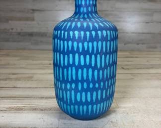 Lot #67 Vintage Raymor Italy R-868 Blue Raindrop Pottery Bottle Vase Mid Century Modern Bitossi Style