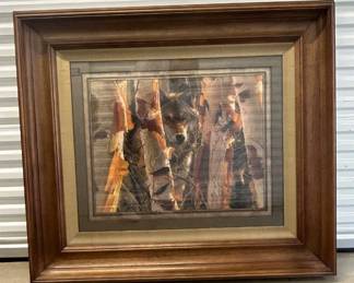 Lot #84 Wolf Nest Framed Wolf Print Birch Aspen Forest Wildlife Art Picture Galleries Inc Wood Frame