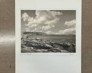Lot #89 Vintage Maurer Black & White Photograph Frenchman Bay Maine Rocky Coast Acadia Mounted Print