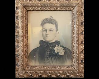 Victorian Era HandColored Portrait in Gilt Frame