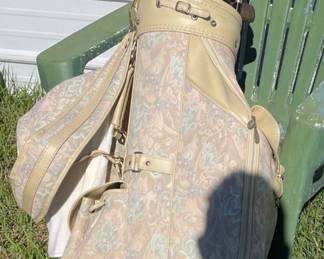 Vintage Floral Golf Bag with Golf Clubs