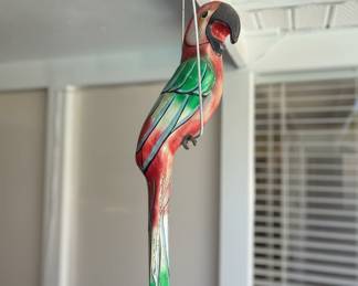 HandCarved Wooden Hanging Parrot Sculpture