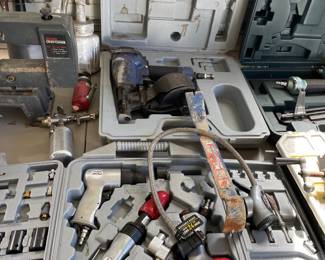 Assorted Pneumatic Tool Collection with Cases