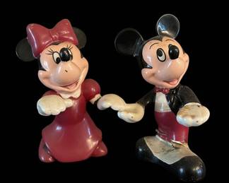Vintage Mickey and Minnie Mouse Salt Pepper Shakers
