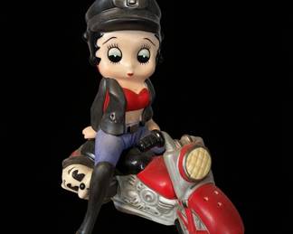 Clay Art Betty Boop on Motorcycle Salt and Pepper Shaker Set