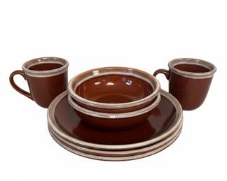 Hull Pottery Brown Drip Dinnerware Set