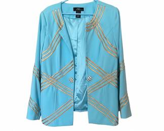 Midnight Velvet Womens Light Blue Blazer