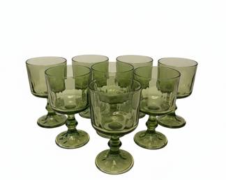 Vintage Hazel Atlas Lyric Avocado Green Goblets