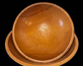 Vintage Turned Wood Salad Bowl Set
