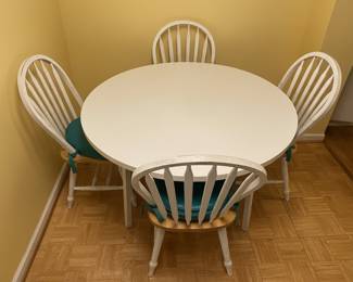 White Painted Round Dining Table and Four Chairs second image