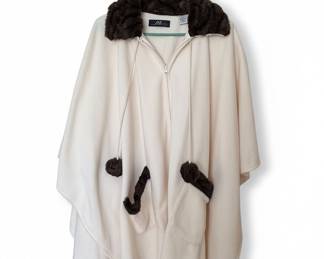 Midnight Velvet Faux Fur Trimmed Cape
