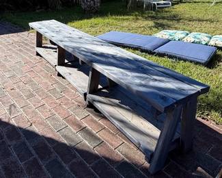 Rustic Farmhouse Style Outdoor Bench with Lower Shelf
