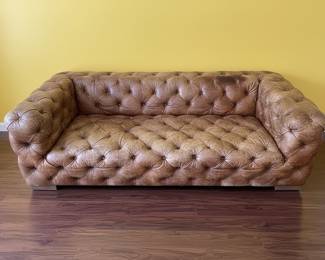 Leather Button Tufted Sofa second image