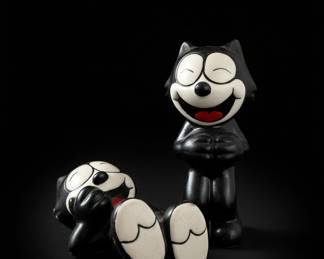 Vintage Clay Art Felix the Cat Salt and Pepper Shaker Set