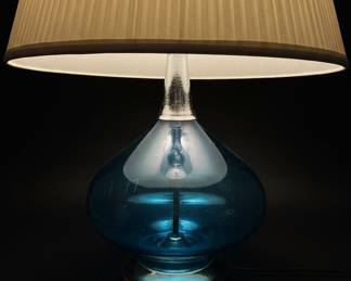 MidCentury Modern Blue Glass Table Lamp second image
