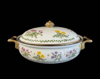 Vintage Lincoware Enamelware Covered Casserole Dish