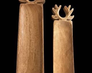 Pair of Mango Wood Reindeer Antler Serving Trays