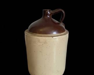 Large Antique TwoTone Stoneware Whiskey Jug