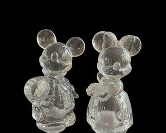 Lenox Disney Mickey Minnie Mouse Full Lead Crystal Salt and Pepper Shakers