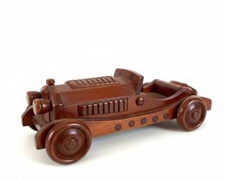 Vintage HandCarved Wooden Mercedes SSKL Roadster Model