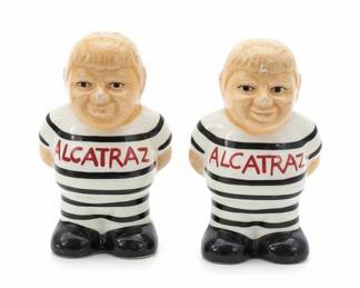 Vintage Alcatraz Prisoner Ceramic Salt and Pepper Shakers