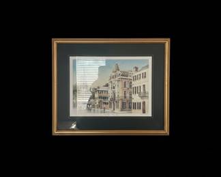 Framed Watercolor Print of Looking North on Meeting Street by Ed Emerson