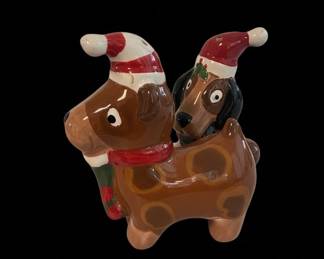 Vintage Christmas Dachshund Salt and Pepper Shakers