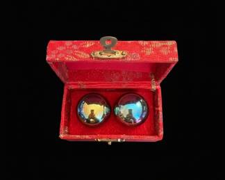 Chinese Baoding Health Balls in Brocade Box
